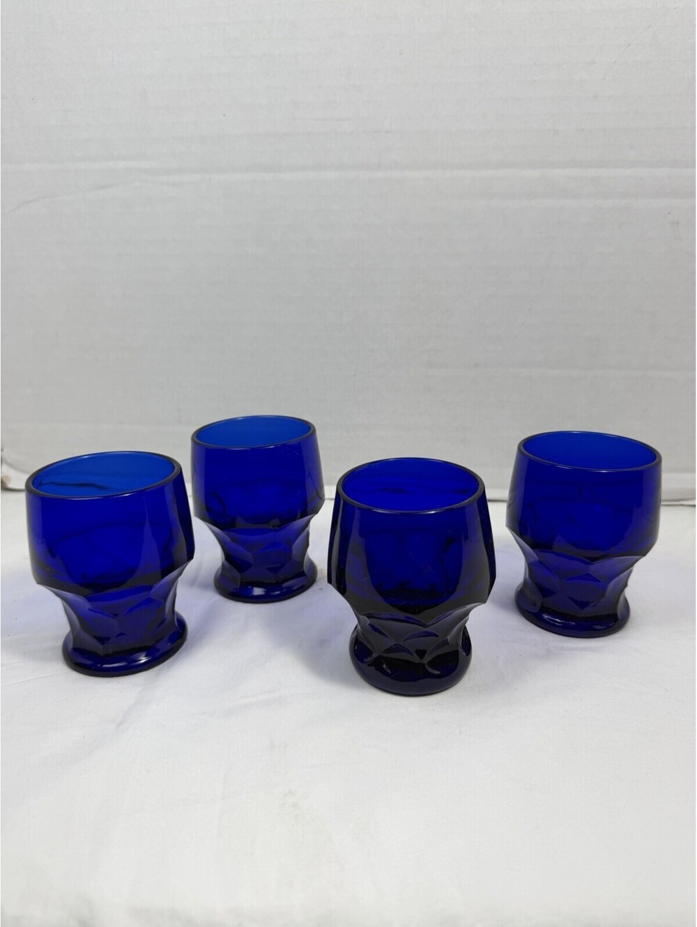 Vintage Viking Glass Georgian Cobalt Blue 10oz Tumbler Drinking Glasses Set of 4